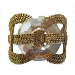 Gianni Versace Bold Gold Chain and Crystal Bracelet