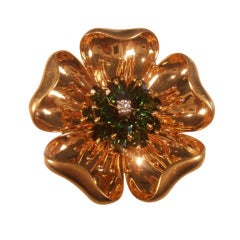 Tiffany & Co. vintage 18kt Gold Doogwood Brooch with Tourmalines