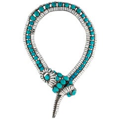 Iradj Moini Giant Turquoise and Crystal Snake Necklace