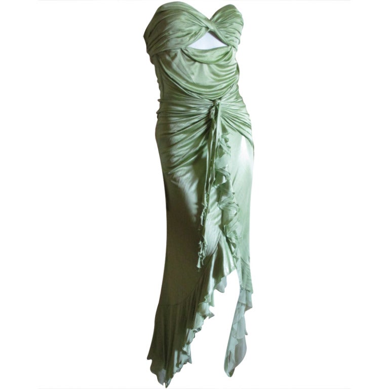 Gianni Versace Strapless Green Dress