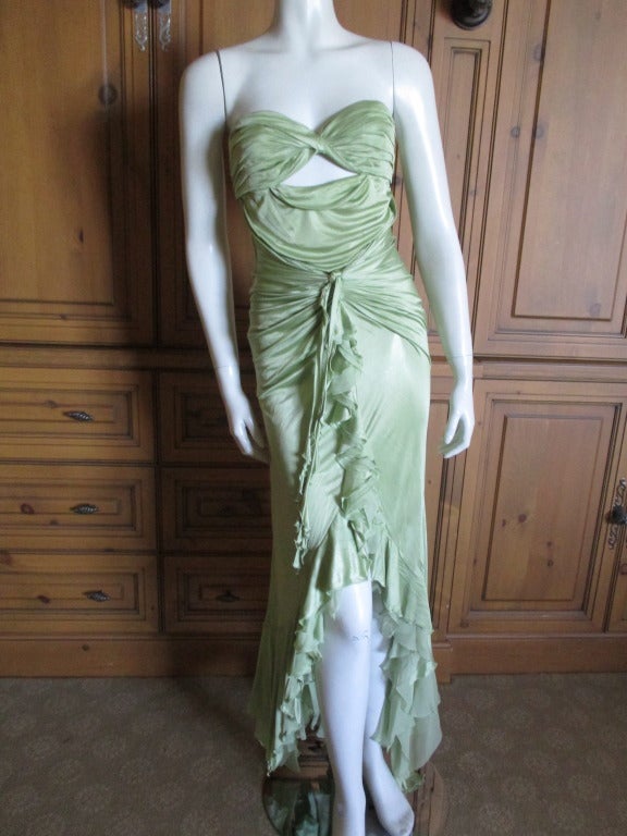 Gianni Versace Strapless Green Dress In Good Condition In Cloverdale, CA