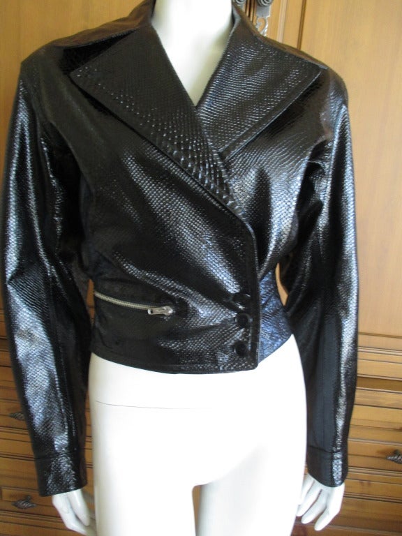 Women's Alaia 1980's Python Patent Leather Moto Jacket