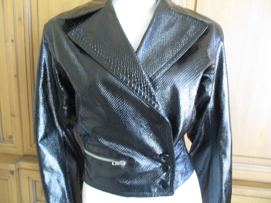 Alaia 1980's Python Patent Leather Moto Jacket 1