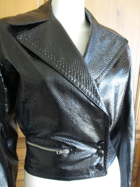 Alaia 1980's Python Patent Leather Moto Jacket 2