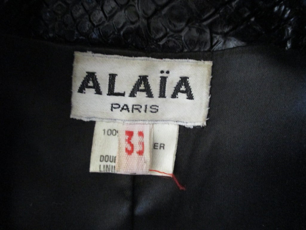 Alaia 1980's Python Patent Leather Moto Jacket 3
