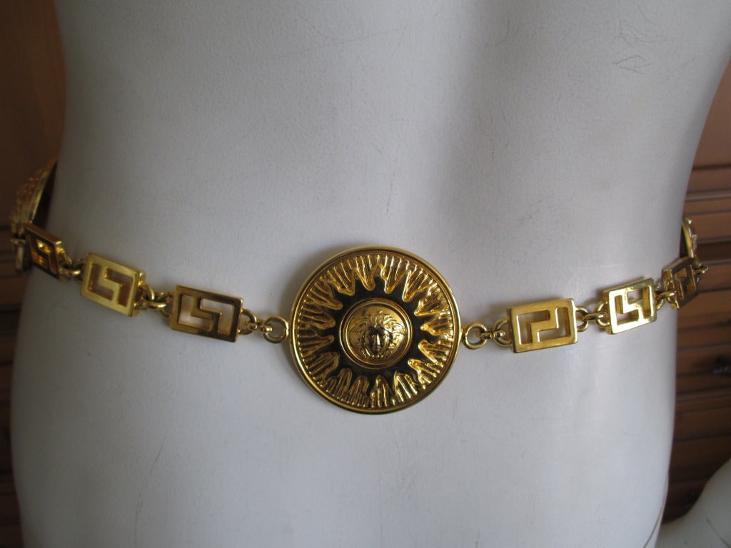 Gianni Versace Vintage Greek Key Medusa Belt 1