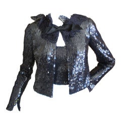 Chanel Navy Blue Sequin Twin Set