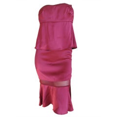 Yves Saint Laurent by Tom Ford Sexy Sheer Panel Purple Silk Dress