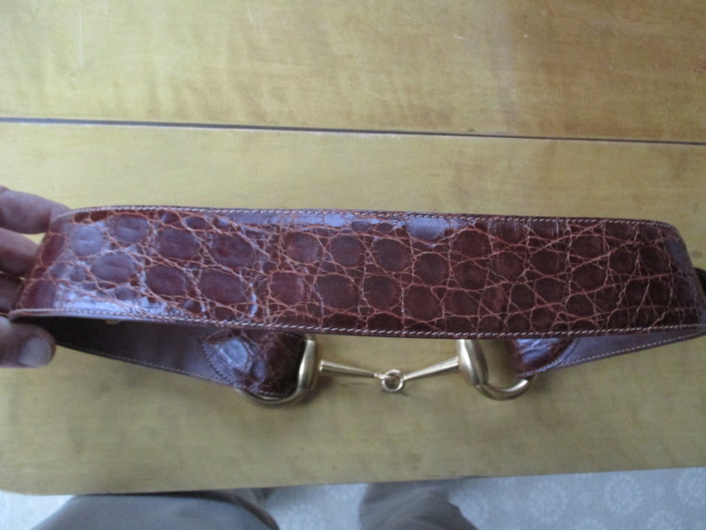 Gucci Genuine Alligator Wide Horse Bit Belt In Excellent Condition In Cloverdale, CA