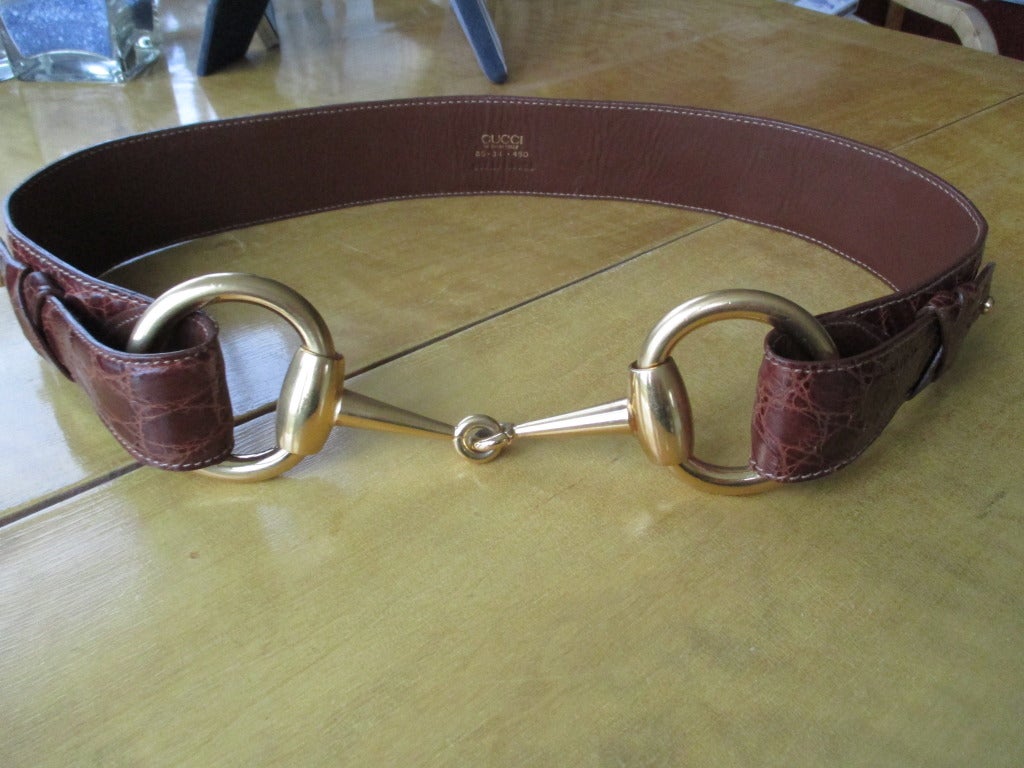 Gucci Genuine Alligator Wide Horse Bit Belt 3