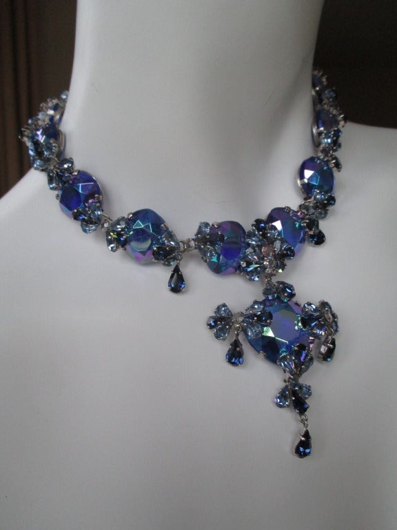 Christian Dior Vintage Blue Stone Necklace & Earring Set by Grosse Germany.
Earrings are 1 1/4