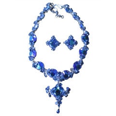 Christian Dior 1958 Blue Stone Necklace & Earring Set by Grosse Germany