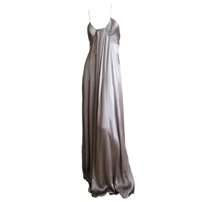 Calvin Klein Collection Sheer Insert Silk Charmeuse Gown