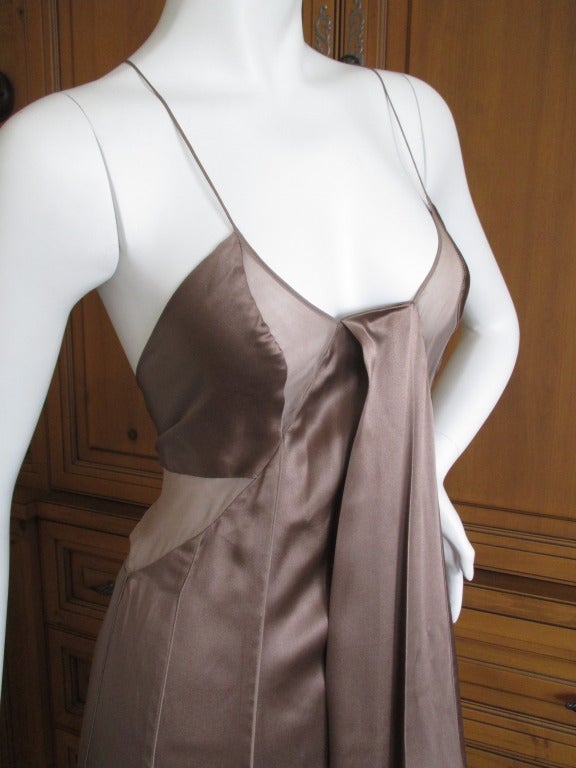 Calvin Klein Collection Sheer Insert Silk Charmeuse Gown In Excellent Condition In Cloverdale, CA