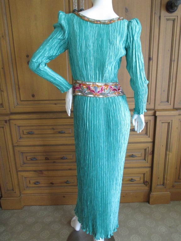 Mary McFadden Couture Baded Fortuny Pleated Dresss 2