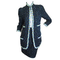 Chanel Vintage Suit with Lesage Embellished Beaded Flowers