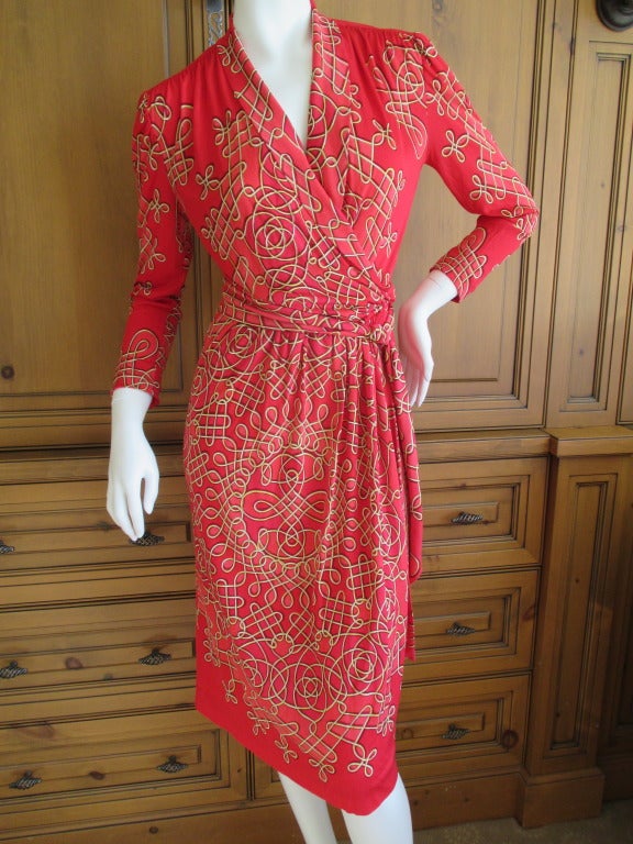 Hermes Vintage Silk Jersey Dress with Belt and Scarf In Excellent Condition In Cloverdale, CA