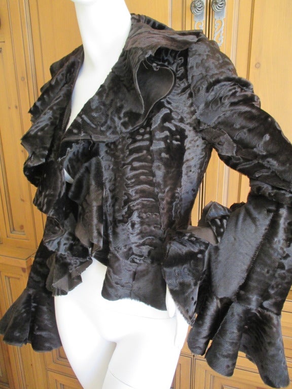 Women's Dennis Basso Black Broadtail Fur Jacket