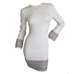 Alaia vintage ivory knit dress with ribbon weave