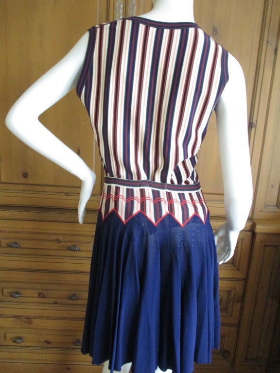 Women's Alaia Knit Striped Top with Matching Navy Skater Skirt