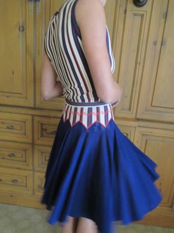 Alaia Knit Striped Top with Matching Navy Skater Skirt 4
