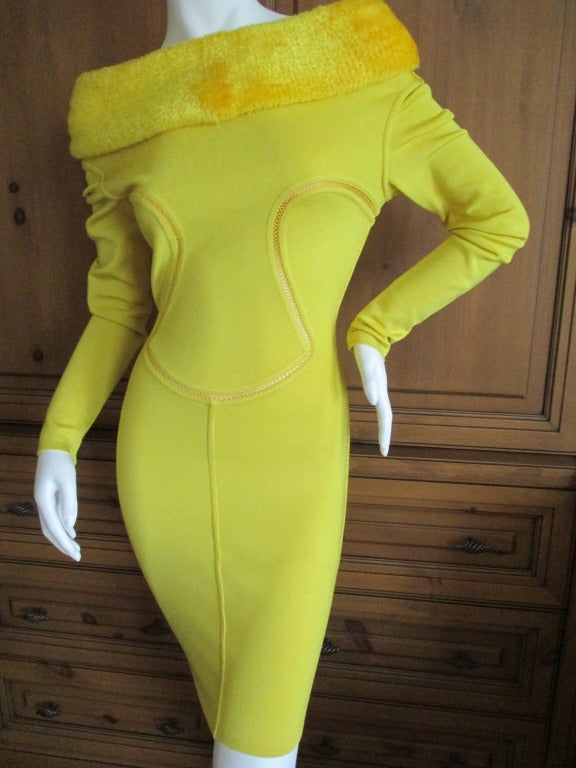 Azzedine Alaia 1991 Yellow Dress In Excellent Condition In Cloverdale, CA
