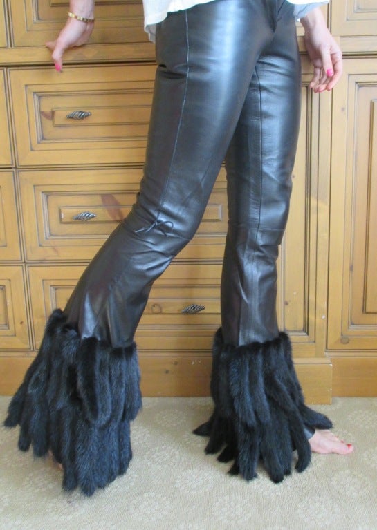 Gucci by Tom Ford '99 Black Leather Pant's with Mink Tails
