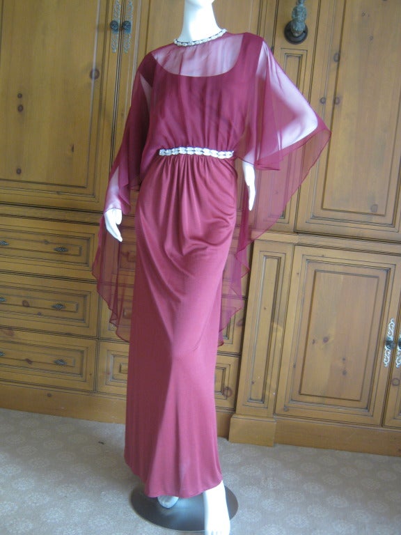 Emma Domb Dress with Sheer Cape In Excellent Condition In Cloverdale, CA