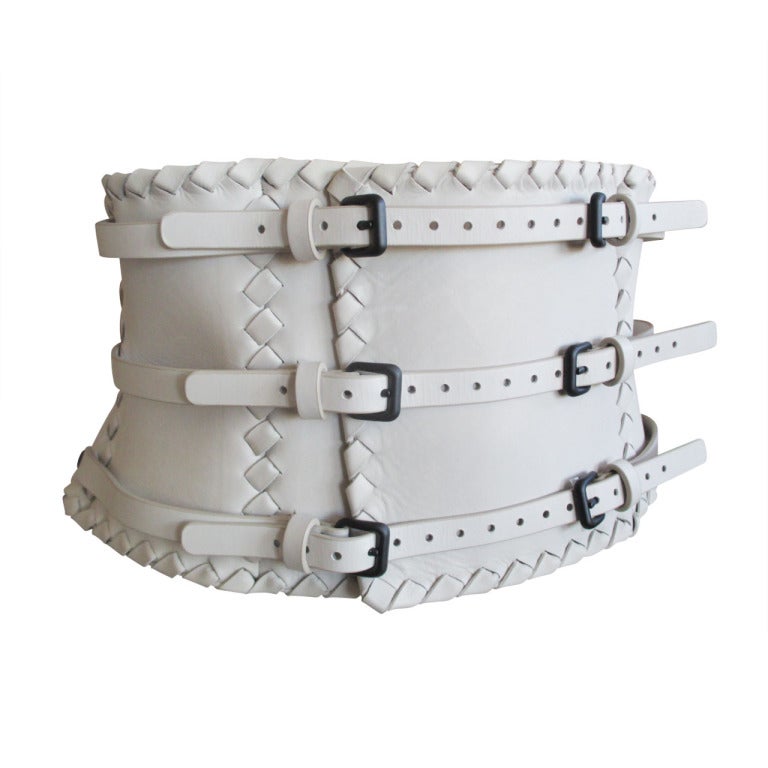 Bottega Veneta Intrecciato Leather 6" Wide Corset Belt