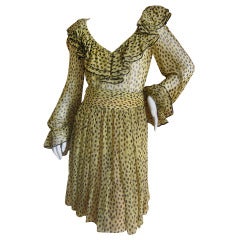 Vintage Jean-Louis Couture 1960's Leopard Print Sheer Silk Chiffon Dress