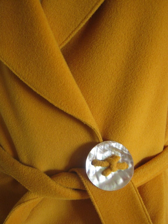 Hermes Saffron Cashmere Jacket with Shell Belt In Good Condition In Cloverdale, CA