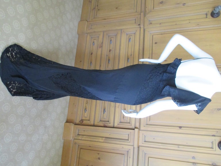 Women's Moschino Elegant Bias Cut Black Dress with Lace Insert's