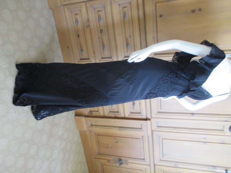 Moschino Elegant Bias Cut Black Dress with Lace Insert's 1