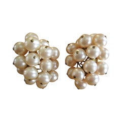Chanel Pearl Cluster Clip Earrings