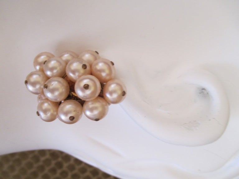 Contemporary Chanel Pearl Cluster Clip Earrings