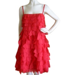 VALENTINO Sexy Ruffled Red Silk Dress Sz 6