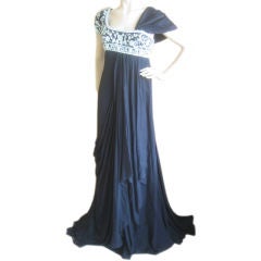 MARCHESA Gorgeous Jeweled Black Silk Gown Sz 8