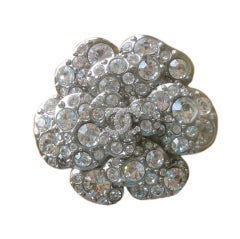 CHANEL 2010  Beautiful Swarovski Crystal  Camelia Pin Pendant