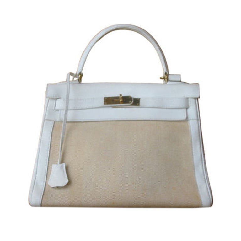 Hermes Vintage Canvas and Leather Kelly Bag