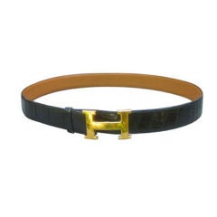Hermes Gold "H" Buckle Alligator Belt