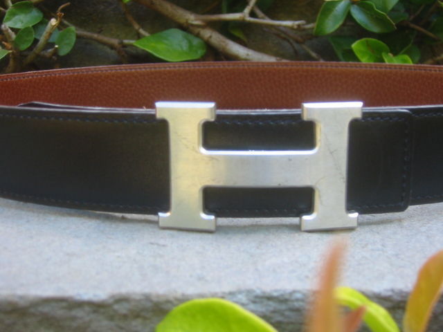 Hermes Constance Silver "H" Buckle Black Leather Belt