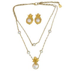 Karl Lagerfeld Vintage  Gold Plated Cupid Necklace & Earring Set