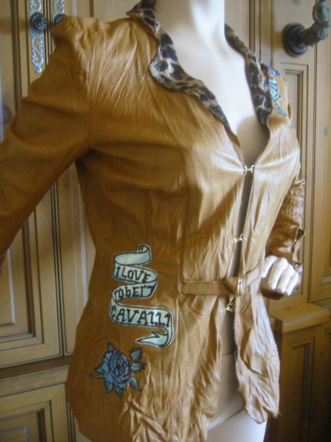 Women's Roberto Cavalli Heavily Embroidered Hippy Chic Leather Jacket