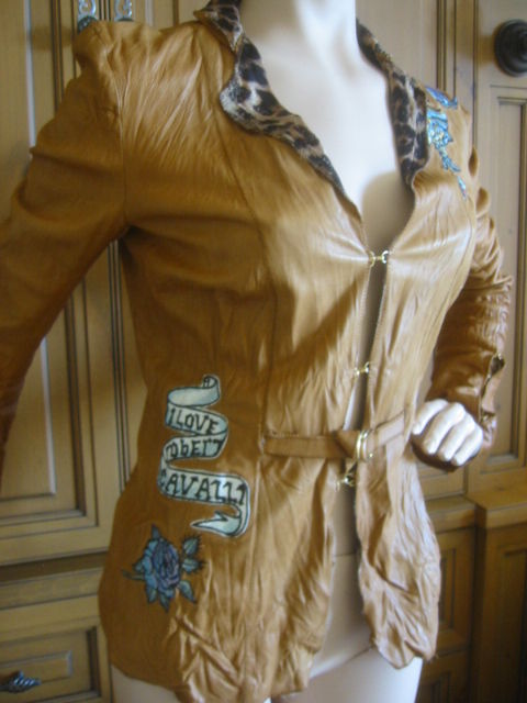 Roberto Cavalli Heavily Embroidered Hippy Chic Leather Jacket 1
