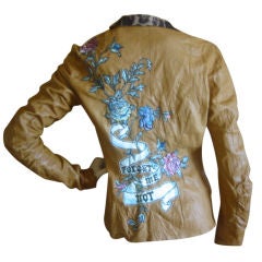 Vintage Roberto Cavalli Heavily Embroidered Hippy Chic Leather Jacket