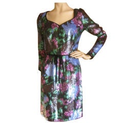 Oscar de la Renta Remarkable Vintage Sequin Dress Sz