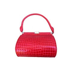 Manolo Blahnik Luxurious Red Alligator Handbag Mint