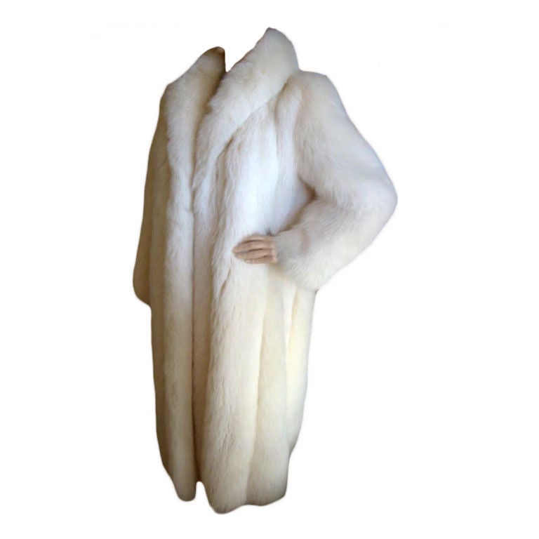 Revillon Luxurious Artic White Fox Fur Coat sz L