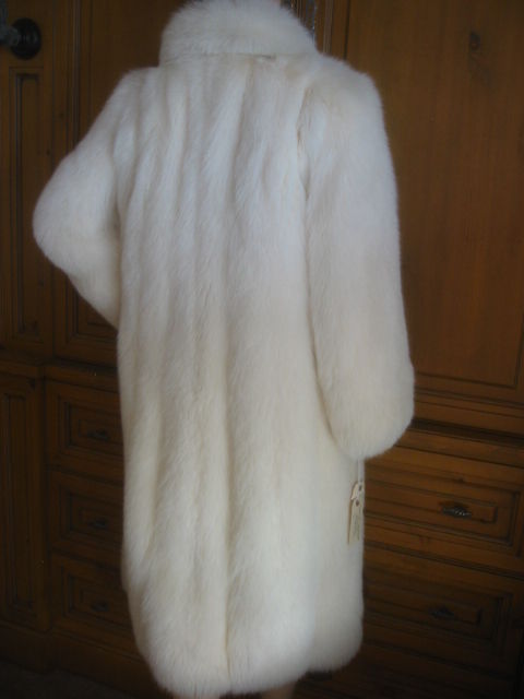 Revillon Luxurious Artic White Fox Fur Coat sz L 1