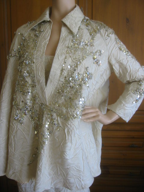 Elie Saab Haute Couture Ivory Gown with Jeweled Jacket sz L-XL 2